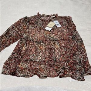 Greige Multicolor Paisley Blouse
